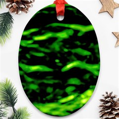 Green  Waves Abstract Series No3 Ornament (oval) by DimitriosArt