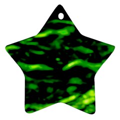 Green  Waves Abstract Series No3 Ornament (star) by DimitriosArt