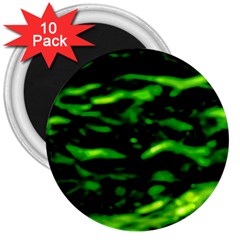 Green  Waves Abstract Series No3 3  Magnets (10 Pack)  by DimitriosArt