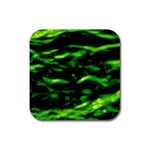 Green  Waves Abstract Series No3 Rubber Coaster (Square) Front