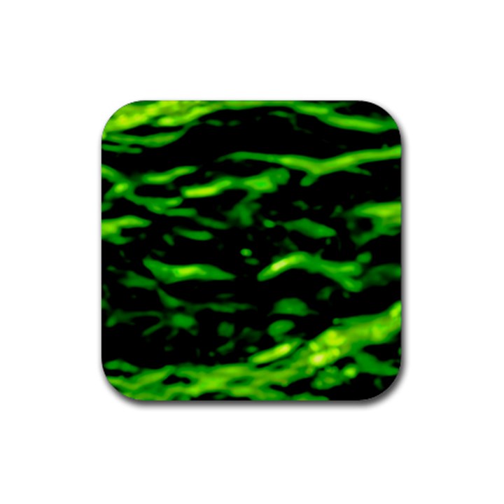 Green  Waves Abstract Series No3 Rubber Coaster (Square)