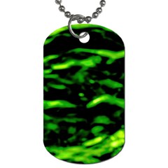 Green  Waves Abstract Series No3 Dog Tag (two Sides) by DimitriosArt