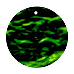 Green  Waves Abstract Series No3 Round Ornament (two Sides) by DimitriosArt