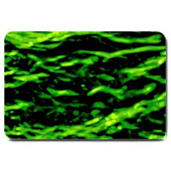 Green  Waves Abstract Series No3 Large Doormat  by DimitriosArt