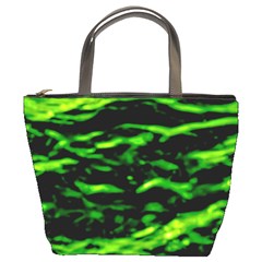 Green  Waves Abstract Series No3 Bucket Bag by DimitriosArt