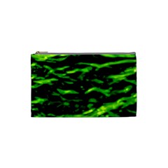 Green  Waves Abstract Series No3 Cosmetic Bag (small) by DimitriosArt