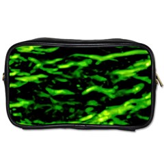 Green  Waves Abstract Series No3 Toiletries Bag (two Sides) by DimitriosArt