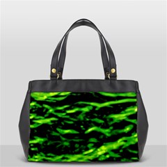 Green  Waves Abstract Series No3 Oversize Office Handbag (2 Sides) by DimitriosArt