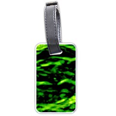 Green  Waves Abstract Series No3 Luggage Tag (one Side) by DimitriosArt