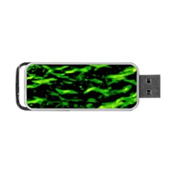 Green  Waves Abstract Series No3 Portable Usb Flash (one Side) by DimitriosArt