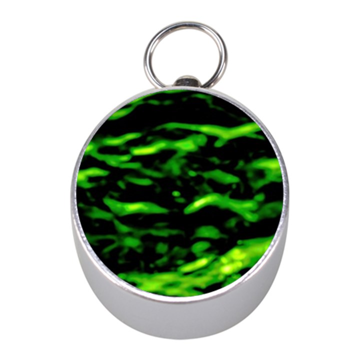 Green  Waves Abstract Series No3 Mini Silver Compasses