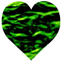 Green  Waves Abstract Series No3 Wooden Puzzle Heart by DimitriosArt