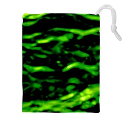 Green  Waves Abstract Series No3 Drawstring Pouch (4xl) by DimitriosArt