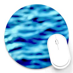 Blue Waves Abstract Series No4 Round Mousepads by DimitriosArt