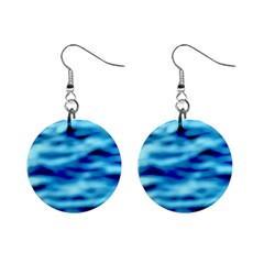 Blue Waves Abstract Series No4 Mini Button Earrings by DimitriosArt