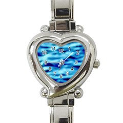 Blue Waves Abstract Series No4 Heart Italian Charm Watch by DimitriosArt