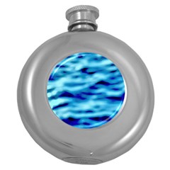 Blue Waves Abstract Series No4 Round Hip Flask (5 Oz) by DimitriosArt