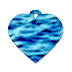 Blue Waves Abstract Series No4 Dog Tag Heart (two Sides) by DimitriosArt