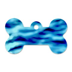 Blue Waves Abstract Series No4 Dog Tag Bone (two Sides) by DimitriosArt