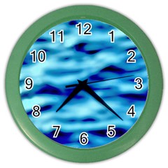 Blue Waves Abstract Series No4 Color Wall Clock by DimitriosArt