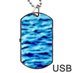 Blue Waves Abstract Series No4 Dog Tag Usb Flash (one Side) by DimitriosArt