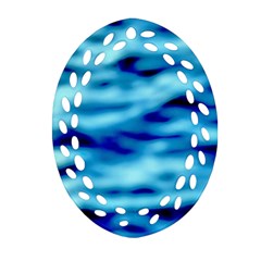 Blue Waves Abstract Series No4 Oval Filigree Ornament (two Sides) by DimitriosArt