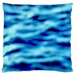 Blue Waves Abstract Series No4 Large Cushion Case (one Side) by DimitriosArt