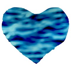 Blue Waves Abstract Series No4 Large 19  Premium Heart Shape Cushions by DimitriosArt