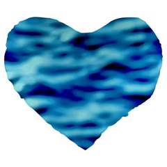 Blue Waves Abstract Series No4 Large 19  Premium Flano Heart Shape Cushions by DimitriosArt