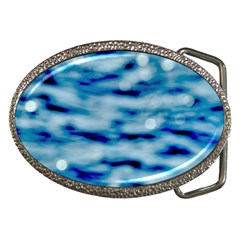 Blue Waves Abstract Series No5 Belt Buckles by DimitriosArt