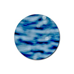 Blue Waves Abstract Series No5 Rubber Round Coaster (4 Pack) by DimitriosArt