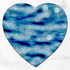 Blue Waves Abstract Series No5 Jigsaw Puzzle (heart) by DimitriosArt