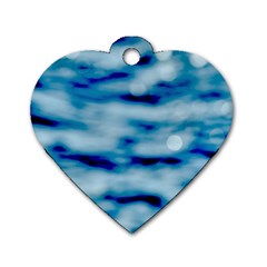 Blue Waves Abstract Series No5 Dog Tag Heart (two Sides) by DimitriosArt