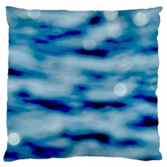 Blue Waves Abstract Series No5 Large Cushion Case (one Side) by DimitriosArt