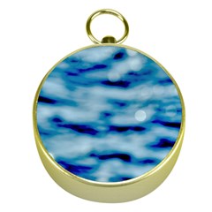 Blue Waves Abstract Series No5 Gold Compasses by DimitriosArt