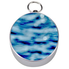 Blue Waves Abstract Series No5 Silver Compasses by DimitriosArt