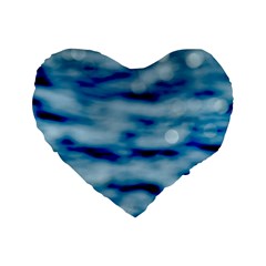 Blue Waves Abstract Series No5 Standard 16  Premium Flano Heart Shape Cushions by DimitriosArt