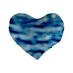 Blue Waves Abstract Series No5 Standard 16  Premium Flano Heart Shape Cushions Front