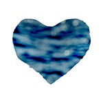 Blue Waves Abstract Series No5 Standard 16  Premium Flano Heart Shape Cushions Back