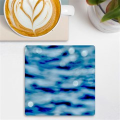 Blue Waves Abstract Series No5 Uv Print Square Tile Coaster  by DimitriosArt