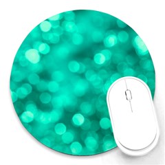 Light Reflections Abstract No9 Turquoise Round Mousepads by DimitriosArt