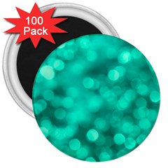 Light Reflections Abstract No9 Turquoise 3  Magnets (100 Pack) by DimitriosArt