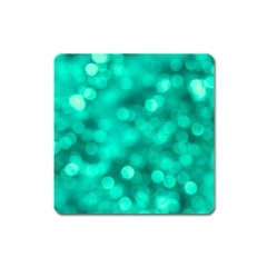 Light Reflections Abstract No9 Turquoise Square Magnet by DimitriosArt