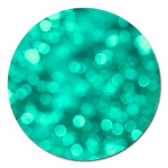 Light Reflections Abstract No9 Turquoise Magnet 5  (round) by DimitriosArt