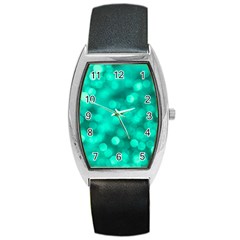 Light Reflections Abstract No9 Turquoise Barrel Style Metal Watch by DimitriosArt