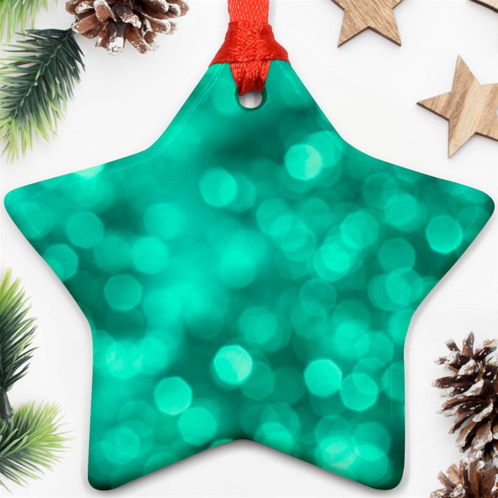 Light Reflections Abstract No9 Turquoise Star Ornament (Two Sides)