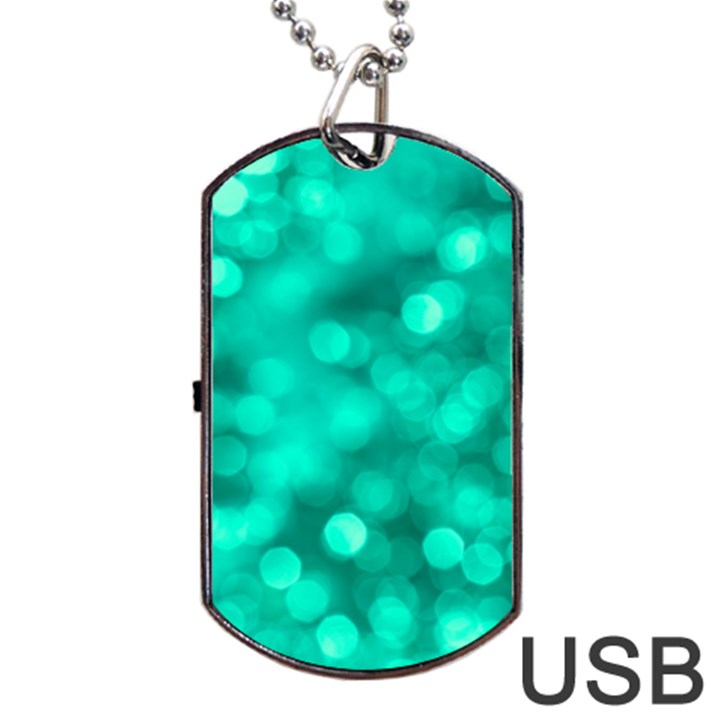 Light Reflections Abstract No9 Turquoise Dog Tag USB Flash (One Side)