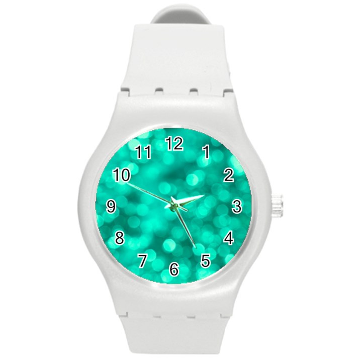 Light Reflections Abstract No9 Turquoise Round Plastic Sport Watch (M)