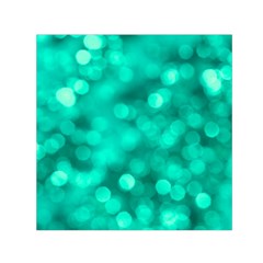 Light Reflections Abstract No9 Turquoise Small Satin Scarf (square) by DimitriosArt