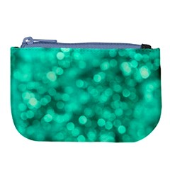 Light Reflections Abstract No9 Turquoise Large Coin Purse by DimitriosArt